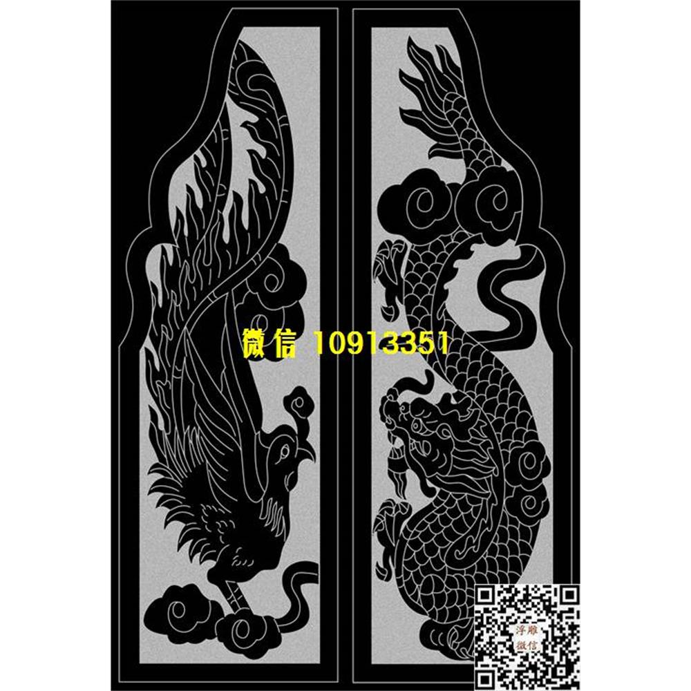 2精雕图106龙凤墓碑板精雕图线雕图线条图单线铣底图_电脑雕刻plt文泰矢量图精雕图浮雕图